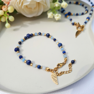 bransoletka lapis lazuli i akwamaryn