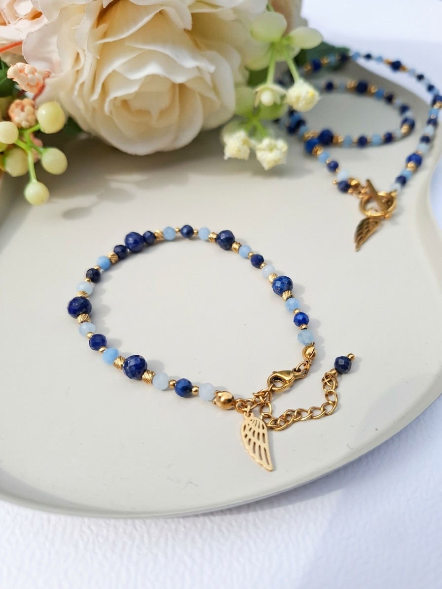 naszyjnik lapis lazuli i akwamaryn naszyjnik lapis lazuli i akwamaryn