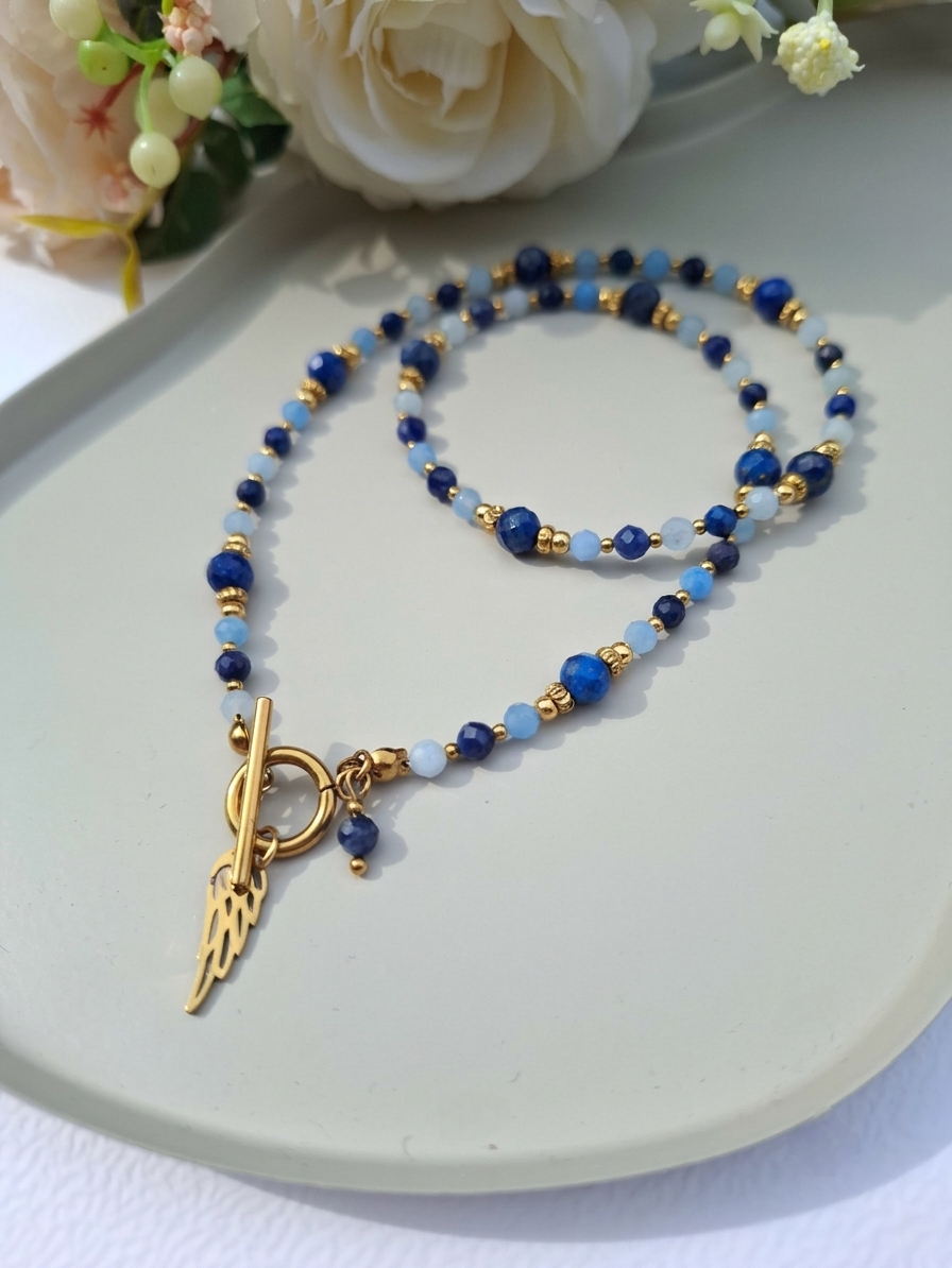 naszyjnik lapis lazuli i akwamaryn naszyjnik lapis lazuli i akwamaryn