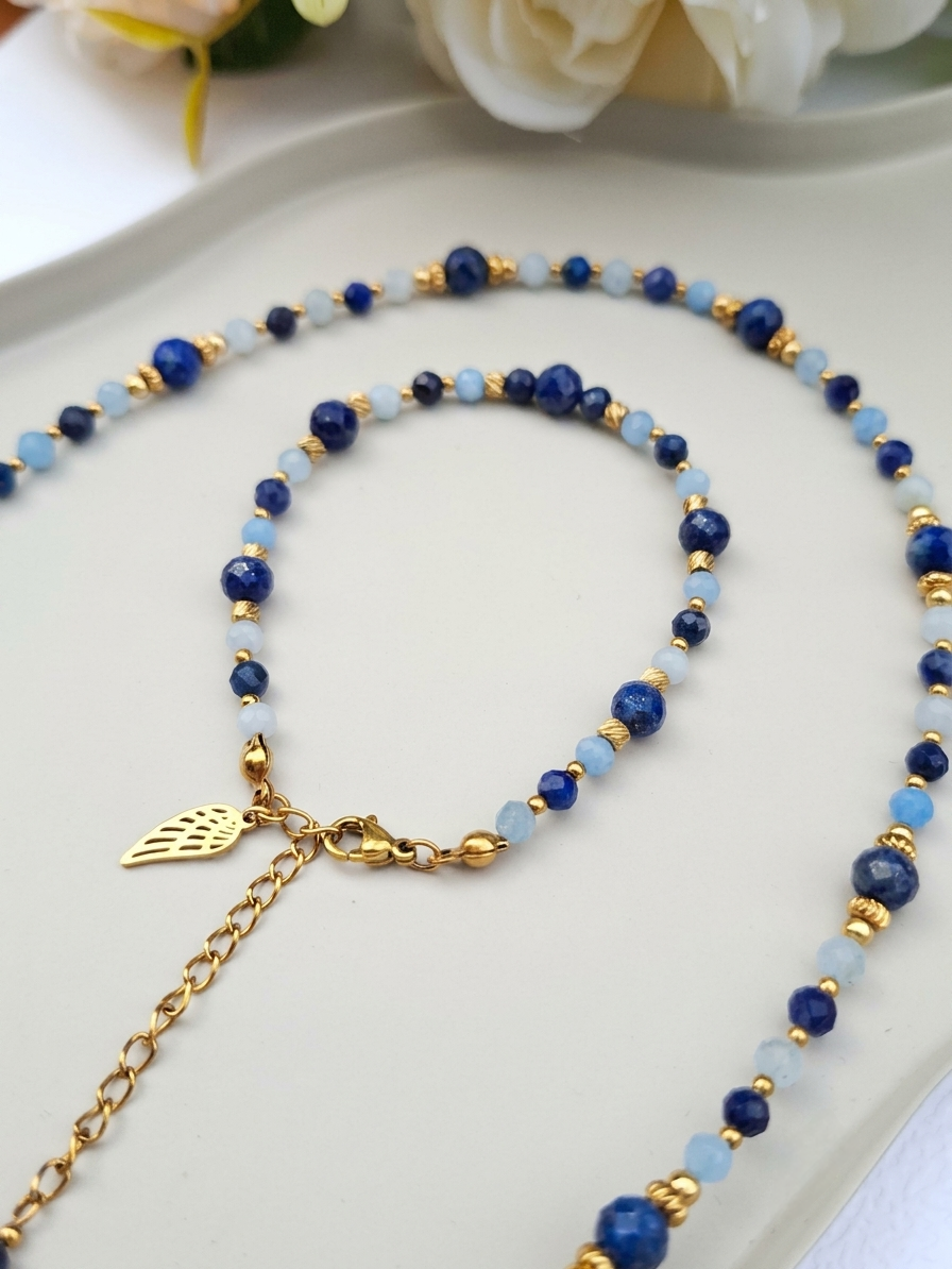 bransoletka lapis lazuli i akwamaryn bransoletka lapis lazuli i akwamaryn