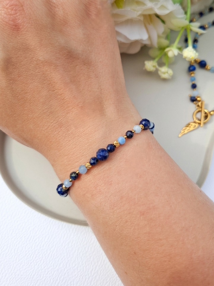 bransoletka lapis lazuli i akwamaryn bransoletka lapis lazuli i akwamaryn