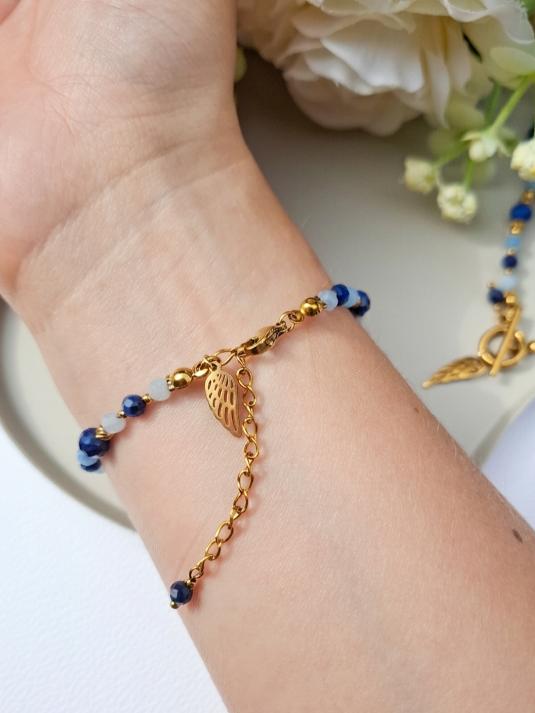 bransoletka lapis lazuli i akwamaryn bransoletka lapis lazuli i akwamaryn